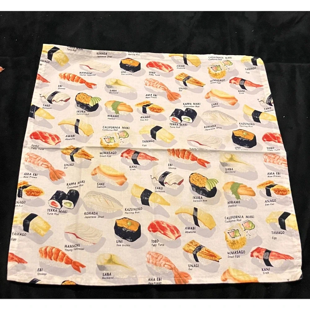 Sushi Print Cloth Napkins Set of 4 Multicolor Japanese Food Art